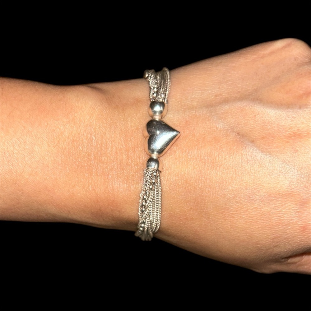 925 Solid Silver Heart Bracelet - image 2